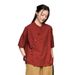 26 Summer New Chinese Style Stand Collar Asymmetrical Button Contrast Color Cotton Linen Zen Tea Shirt Women's Short_ecoleips.com
