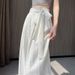 Suitable For All Seasons White Cotton Linen Wide-Leg For Women, Summer Thin High-Waist Loose Draped Straight-Leg Floor-Length Yamamoto Pants_ecoleips.com