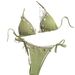 Women's Clothing Swimsuit Women New Shell Bikini Triangle Cup Sexy Halter Neck Strap Lace Up Swimsuit_ecoleips.com
