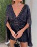 Women's Clothing Autumn Sexy V Neck Hip Wrapped Irregular Short Skirt Sequin Dress Dress_ecoleips.com