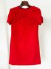 K New Fashion Heavy Industry 3D Flower Short Sleeved Dress Small Dress_ecoleips.com