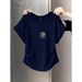 Women's Cotton Short Sleeve T-Shirt – Slim Fit, Wrinkle-Design, Summer Casual Top With Shoulder Seam Detail_ecoleips.com