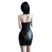 18YX3909 European And American 2026 Cross-border Foreign Trade PU Leather Women's Halter Neck Sexy Hollow-out Slim-fit_ecoleips.com