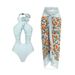 Women's Clothing Fashion One Piece 3D Floral Halter Neck Bikini, Sunscreen Beach Dress Hot Spring Swimsuit_ecoleips.com