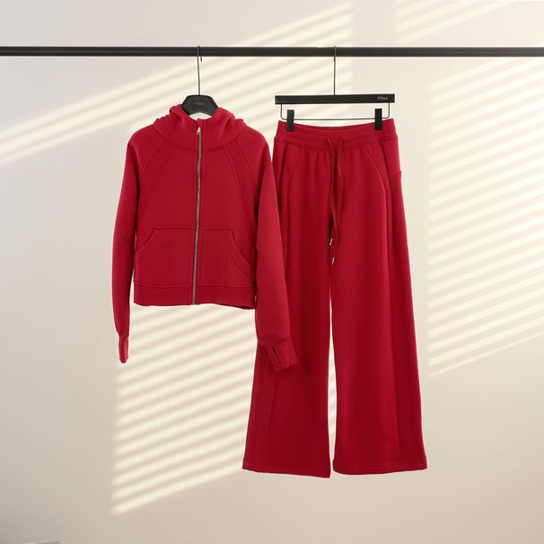 Women's Clothing Loose Fitting Full Zip Hoodie Set For Women Sports Hooded Cardigan Scuba Jacket Fleece Lined Yoga Suit_ecoleips.com