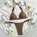 Women's Bikini Set – Adjustable Halter Tie & High-Cut Bottoms For Beach & Pool | Sexy Swimwear In Coffee Brown_ecoleips.com
