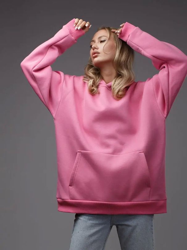 Women's Oversized Hooded Sweatshirt – Long Sleeve Pullover Fleece Lined Streetwear Top With Patch Pocket Design_ecoleips.com