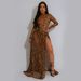Women's Clothing Fashion Women's Sexy Leopard Print Long Sleeve Slit Dress_ecoleips.com