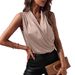 Aria Basics Aria Basics Foreign Trade Women's Clothing European And American Cross-border Autumn Satin Shirt 2025 New Style Sleeveless Pleated_ecoleips.com