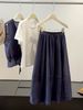Versatile Casual Vest Round Neck T-shirt Skirt Three-piece Women's Summer Old Money Style Temperament Age-reducing Skirt_ecoleips.com