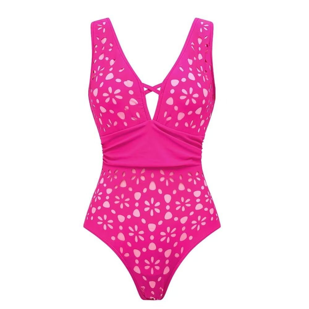 Women's Sexy Solid Color One Piece Swimsuit Laser Cut Design For Vacation And Summer_ecoleips.com