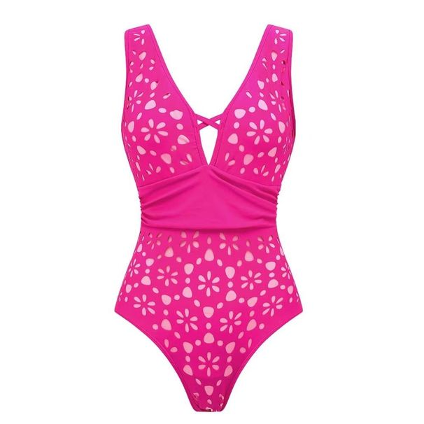 Women's Sexy Solid Color One Piece Swimsuit Laser Cut Design For Vacation And Summer_ecoleips.com