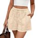 Summer Casual Women's Bohemian Beach Style Shorts Hollowed Out Elastic Drawstring Waist Regular Fit Polyester Bottoms_ecoleips.com