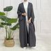 Muslim Dress Women Elegant Two-Tone Knit Muslim Dress – Turkish Dubai Style Long Sleeve Abaya_ecoleips.com
