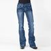 Retro Flare Jeans – Mid-Rise Stretch Bootcut Denim Pants For Women (Vintage Wash, Curve-Hugging Silhouette)_ecoleips.com