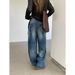 Aria Basics ICC Guangzhou Thirteen Lines Relaxed Vintage Washed Loose Wide-Leg Jeans For Women Autumn 0329_ecoleips.com