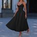 Diyun European And American Elegant High-end Strap Solid Color Long Dress Women's Clothing 2025 Autumn/Winter_ecoleips.com