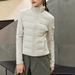 Women’s Slim-Fit Down Jacket – 91-95% White Duck Feather Fill, Lightweight Yoga & Outdoor Coat (3 Neutral Tones, Mid-Length)_ecoleips.com