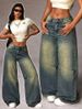 American Retro High Waist Loose Wide Pants Autumn Winter New Straight Leg Jeans For Women_ecoleips.com