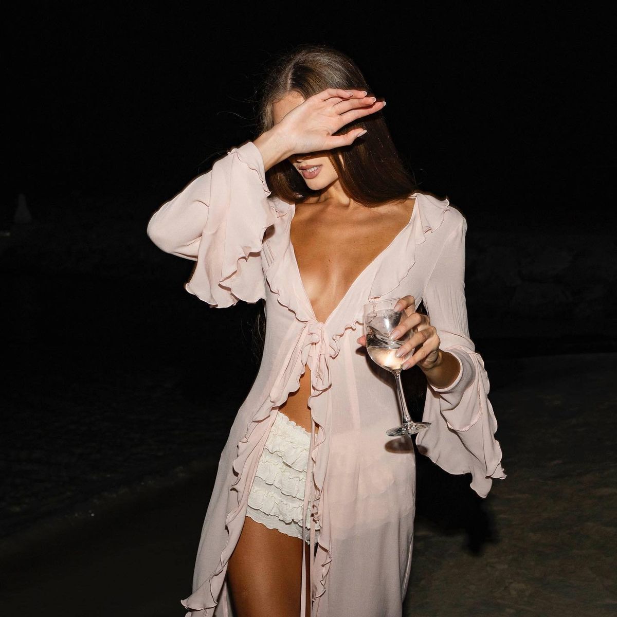 Women's Clothing Long Sleeved Lace Cardigan Beach Bikini Sun Protection Cover Up Dress_ecoleips.com