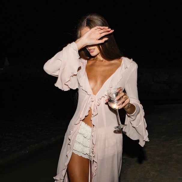 Women's Clothing Long Sleeved Lace Cardigan Beach Bikini Sun Protection Cover Up Dress_ecoleips.com