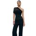 Spring/Summer Women's Asymmetrical Neckline Pleated Top Off-Shoulder Elegant Slim Fit Solid Color Stylish Casual T-Shirt_ecoleips.com