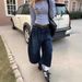 American-style Embroidered Patchwork Curved Hem Jeans For Women, Summer Design, Loose Retro High-waisted Wide-leg_ecoleips.com