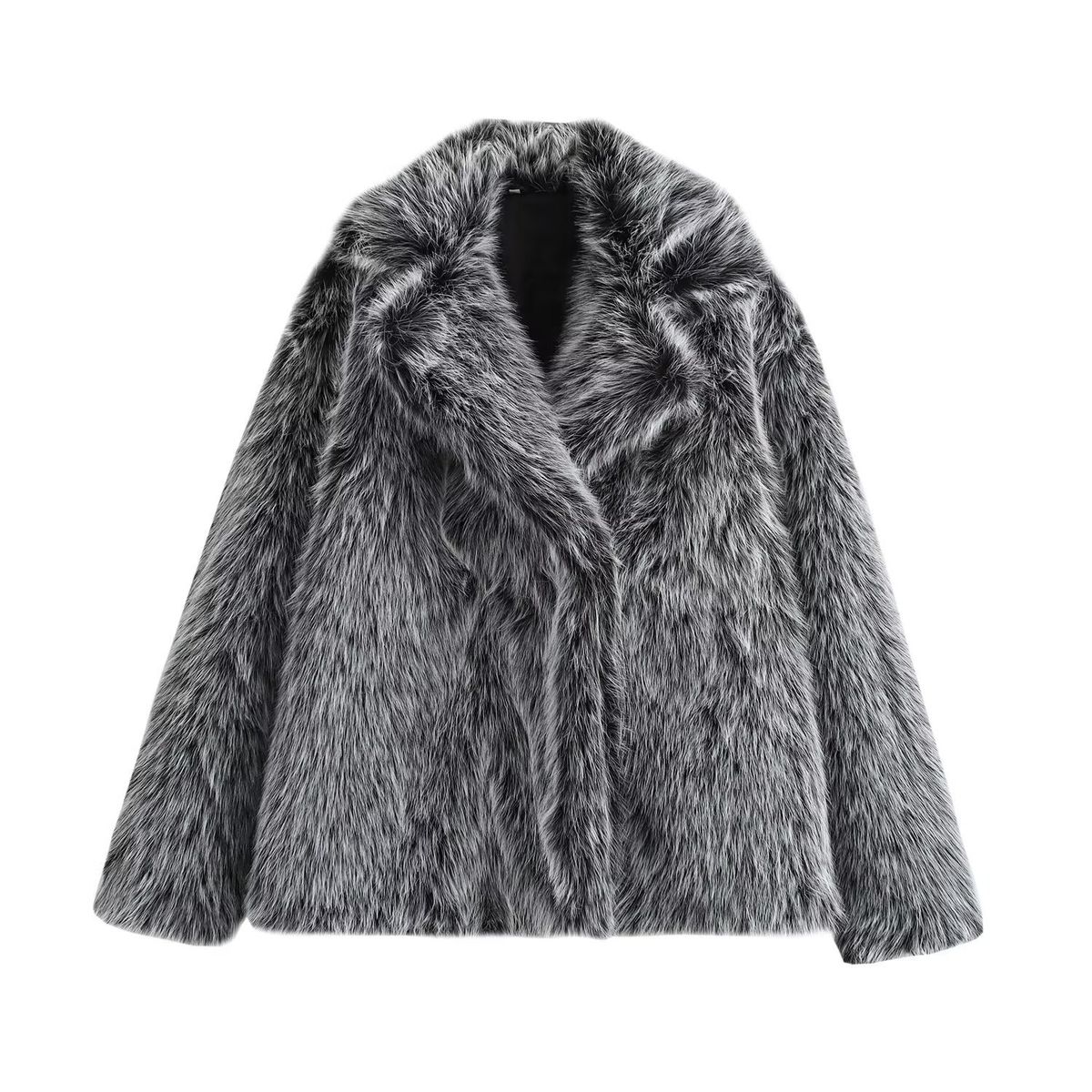 Women’s Oversized Faux Fur Coat – Stylish & Ethical Winter Jacket (S/M/L, Beige/Black-White/White)_ecoleips.com