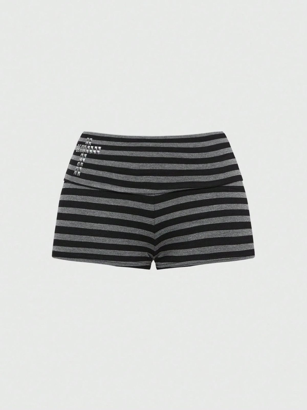 Women's American Style Striped Color-Block Casual Hot Pants Summer Retro Rhinestone Shorts Home Wear_ecoleips.com