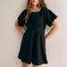 2025 Women's Square Neck Sleeved Fashionable Short Skirt Button Casual Dress_ecoleips.com