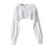 Women's Cropped Hoodie - Oversized Long Sleeve Pullover With Asymmetrical Hem & Drawstrings, Streetwear Fashion Top (White/Grey/Black, M-Xl)_ecoleips.com