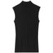 Black Sleeveless Autumn And Winter Vest For Women, Thin, Stand-up Cut-sleeve, Semi-high Collar, Knitted Top,_ecoleips.com