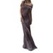 Women's Elegant Off-Shoulder Pleated Strapless Long Dress Style Summer Clothing Relaxed Everyday Wear Comfortable Feshion_ecoleips.com