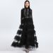 Handmade Crystal-Embellished Mesh Gown With Detachable Belt – Elegant Palace-Style Evening Dress (M-3XL, Black/Apricot/White)_ecoleips.com