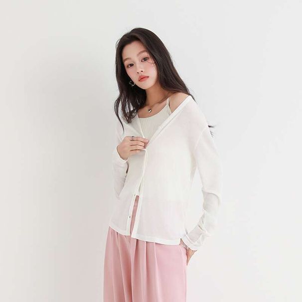 Tencel V-Neck Design With A Sense Front Shoulder Fashion Knitted Cardigan For Women In The Spring And Summer Of 2025,_ecoleips.com