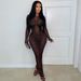 Women’s Sexy Sheer Mesh Rhinestone Bodycon Dress – Long Sleeve Elegant Evening Dress For Parties & Special Occasions_ecoleips.com