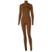 Women's Solid Color Tight Fitness Jumpsuit Sports Pants Casual Comfortable Long Sleeve Romper_ecoleips.com