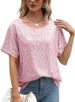 Women's Casual Sequined Off-Shoulder T-Shirt Loose Fit Short Sleeve Crew Neck Style Top_ecoleips.com