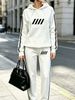 Women's Minimalist Style Hooded Sweatshirt And Trousers Set Spring Autumn Side Stripe Design 2043 Print Cross Border Fashion_ecoleips.com