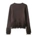 Fringe-Trim Button-Up Knit Cardigan – Lightweight Autumn Layering Piece ( Chic, Soft Yarn, Versatile Styling, Trendy Fringe Detail)_ecoleips.com