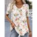 Summer V-Neck T-Shirt Fashion Women Short Sleeves 3D Printed Top Tee Casual Loose Black White Fashion Streetwear Female Pullover_ecoleips.com