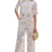 Summer Lace Set – Floral-Embroidered Peasant Blouse & Wide-Leg Pants (S-XXXXL, 2 Airy Colors, Polyester Sheer For Boho-Chic Layering)_ecoleips.com