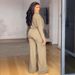 Women's Clothing V Neck Long Sleeved Slim Fit Two Piece Suit_ecoleips.com