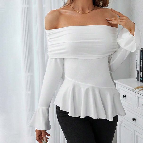 Voya Women's Mature T-shirt With Intellectual Style For Spring And Summer, Featuring A Slim Fit And Elegant Figure With A One Neck Design_ecoleips.com