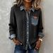 2026 New European American Style Knitted Patchwork Denim Shirt For Women, Autumn And Winter Fashion Versatile Long_ecoleips.com