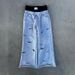 High Waist Men's Casual Pants European American Personality Design Ripped Stitching Double Waist Hip Hop Harajuku Straight Punk Style_ecoleips.com