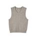 Korean-style Fashion Simple Cable-knit Vest For Autumn And Winter, Loose-fitting Solid Color Layered Outerwear, Women's_ecoleips.com