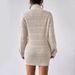 Slim-Fit Ribbed Knit Dress – Versatile Mock Neck Long Sleeve Bodycon Dress For Women (Black/White/Wine, S-XL)_ecoleips.com