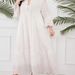 Exclusive Cross-border Plus-size Hollow Embroidered Dress, Middle Eastern Muslim White V-neck Loose Vacation Robe_ecoleips.com