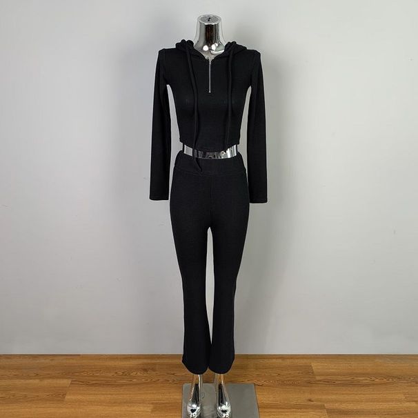 Short Hooded Top + Sports Casual Long Pants Two-piece Set For Women, New Spring Autumn Style, Slim Fit, Elegant And_ecoleips.com